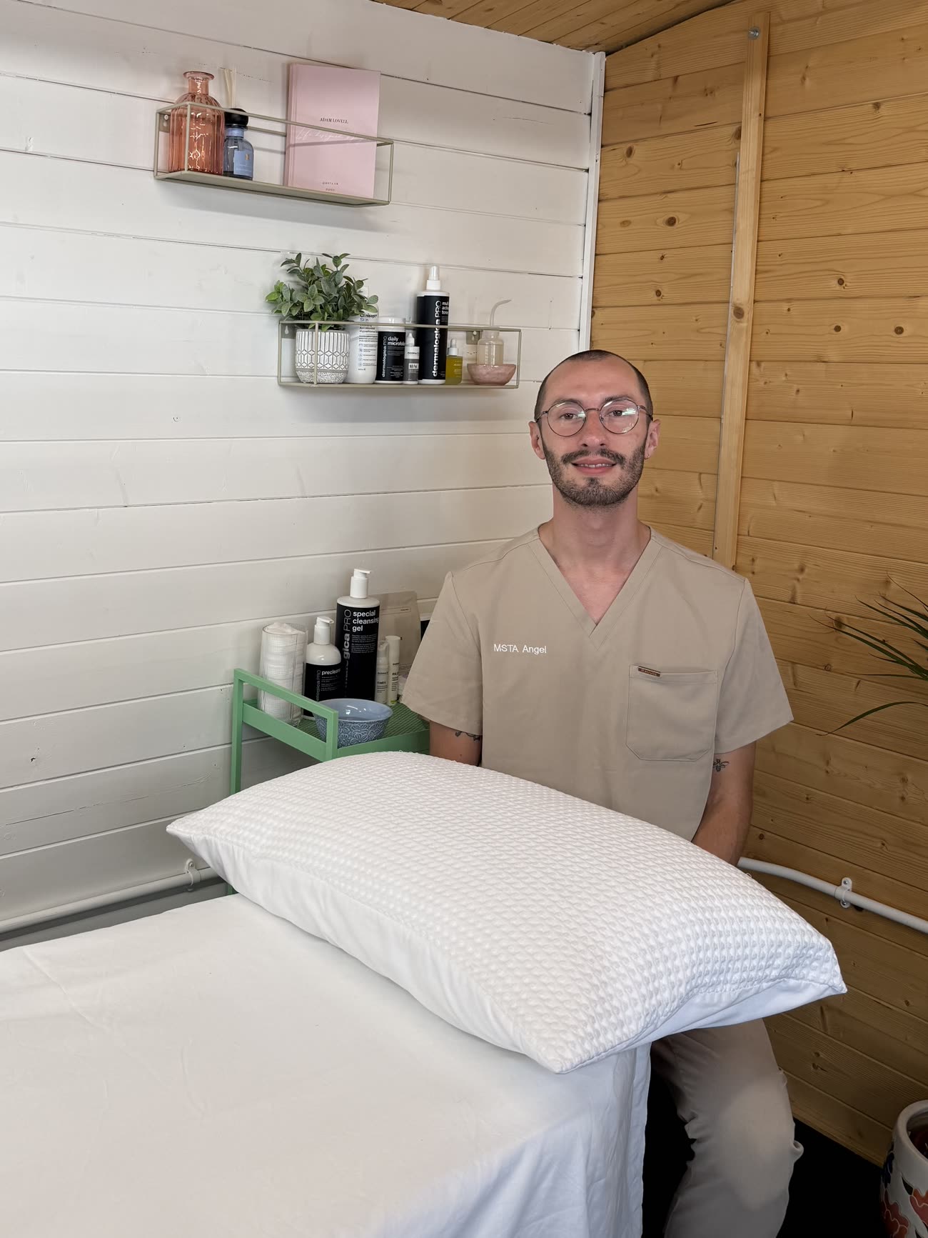 Adam Lovell, skin specialist, in the L&oslash;vell Skinn studio in Basingstoke